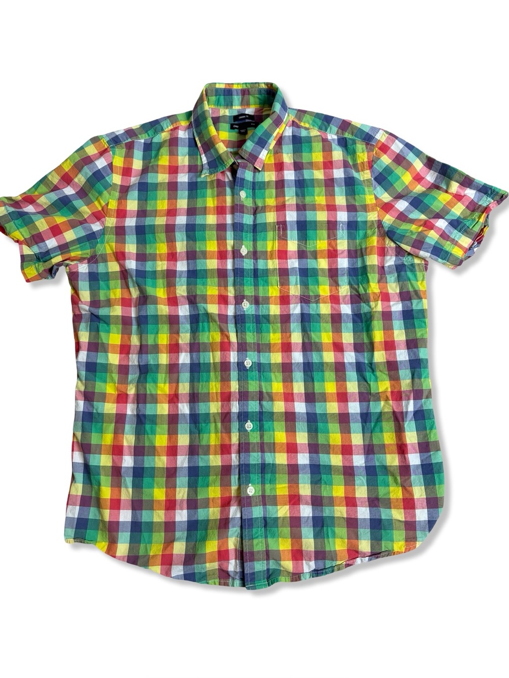 GAP Men’s Classic Fit Colorful Plaid/Gingham Short Sleeve Casual Shirt